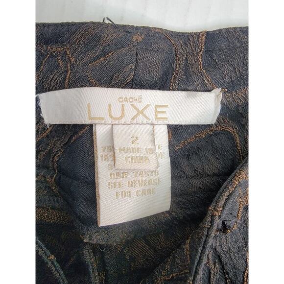 CACHE LUXE Trouser Flare Pants SZ 2 Brocade Textured Fatal-fashion Office Siren - Picture 5 of 10
